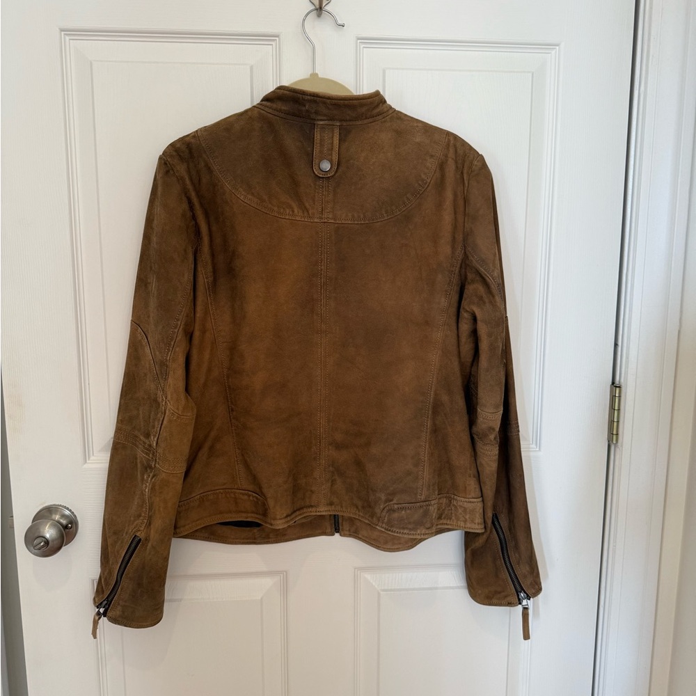 Women’s Buffalo Outerwear Distressed Nubuck Leather Moto Bomber Jacket. XL - Picture 6 of 10
